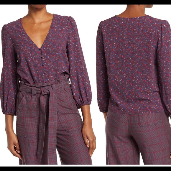 Marine Layer Stacy Long Sleeve Button Front Top